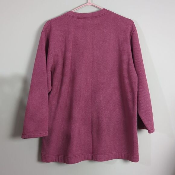 Vintage Boca ribbed fleece v-neck pink size small - Picture 6 of 6